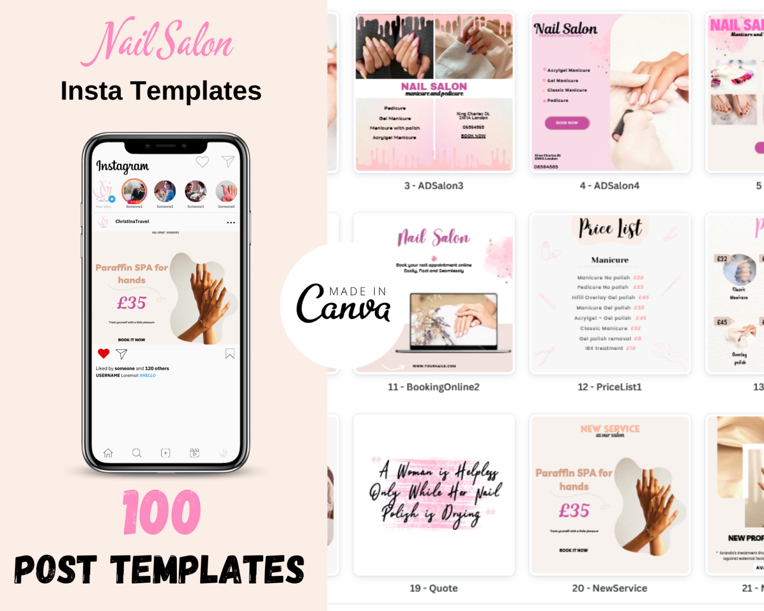 Nail Instagram Post Templates, Nail Tech Social Media Templates, Nail ...