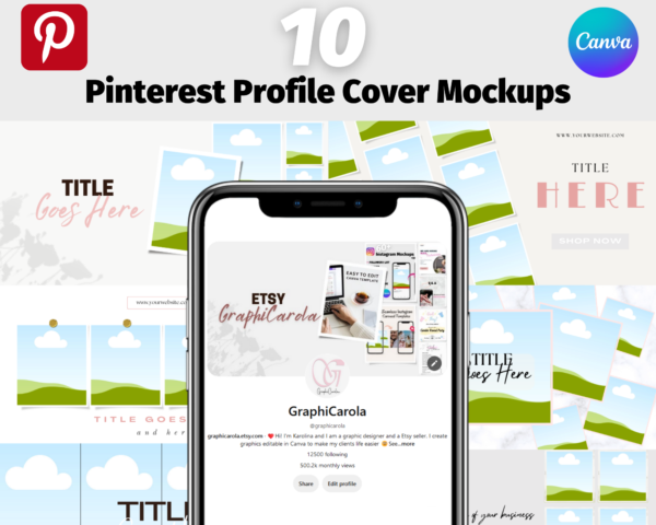 Pinterest Banner Image Template, Cover Picture Pinterest, Pinterest Account Banner, Mockup Editable Canva