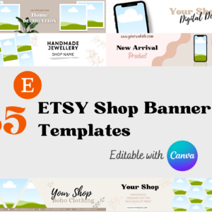 Etsy Banner Templates, Editable Etsy Cover Picture, Mockup Banner Canva