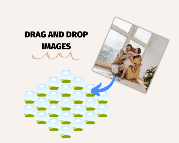 Drag and Drop Hexagon and Honeycomb Photo Frames customizable with Canva, Photo Collage Honeycomb and Hexagon Canva Frames