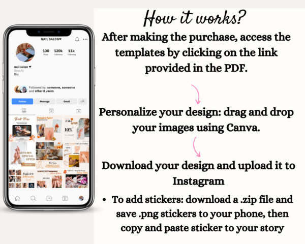 How it works? fall autumn canva nail salon template nail tech nail instagram post instagram story fall autumn nail art template Manicure templates graphics nail salons Beauty templates Nail salon branding Nail salon templates Nail salon instagram template nail art editable instagram fall autumn instagram stickers