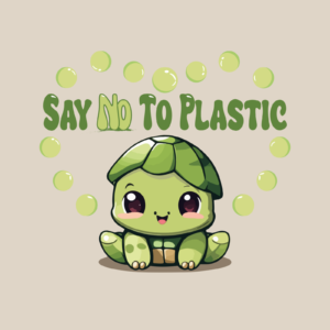 Tote Bag Say NO To Plastic Turtle EcoFriendly Handmade Cute Tote Bag Design