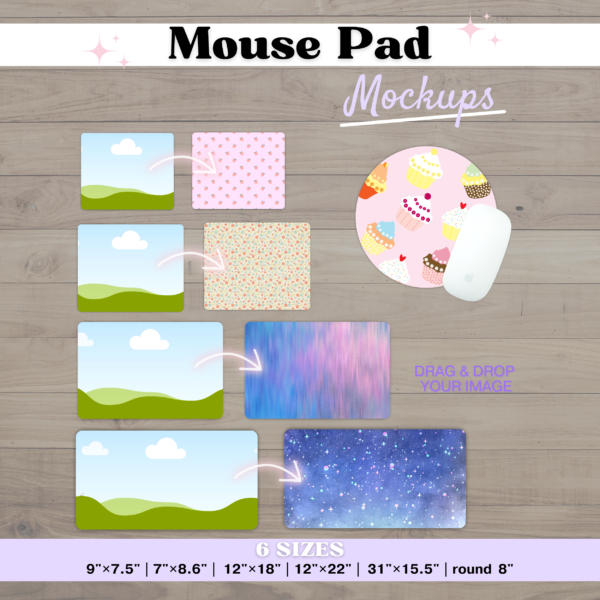 Mouse Pad Mockups Canva Template, Desktop Mat Canva Frame, Mousepad Sublimation, Custom Desk Mat, Customized Blank Mouse Pad, Large, Round