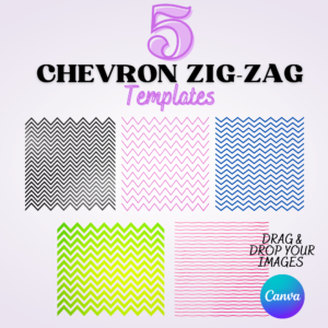 Chevron Canva Frame, Zig Zag Canva Frame Stripes, Digital, Chevron, Chevron Photo Frame, Drag & Drop, Instant Download, Zig-Zag Chevron Pattern