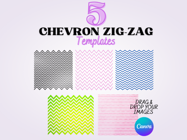Chevron Canva Frame, Zig Zag Canva Frame Stripes, Digital, Chevron, Chevron Photo Frame, Drag & Drop, Instant Download, Zig-Zag Chevron Pattern