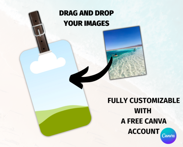 Luggage Tags Mockup Canva,Sublimation Luggage Tags Personalized, Leather Strap, Canva Custom, Baggage, Blank Tag, Bag Tag Baggage Label Template