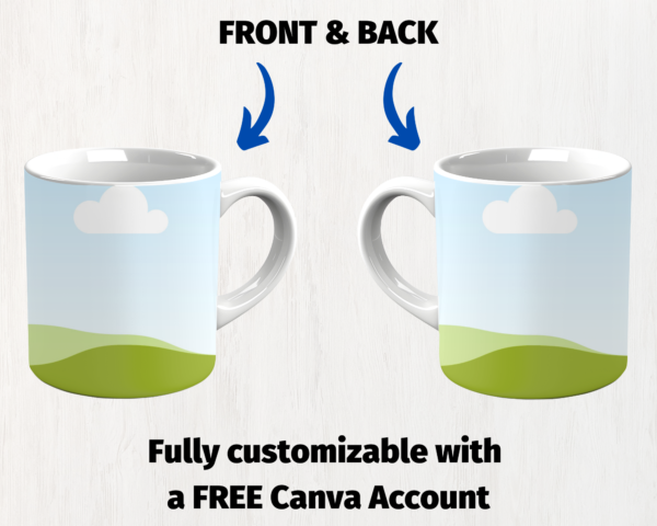 Mug Mockup Canva 11oz Template, Coffee Mug Mockup, Cup Mockup, Front, Back, Ceramic, White Custom Drag & Drop, Background, Instant Download