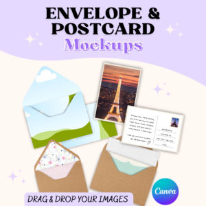 Envelope Mockup Canva Template, Postcard Template Mockup, Postcard Frame, Cards Mockup, Invitation, Birtday Card, Envelope Liners - Instant Download