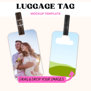 Luggage Tags Mockup Canva,Sublimation Luggage Tags Personalized, Leather Strap, Canva Custom, Baggage, Blank Tag, Bag Tag Baggage Label Template