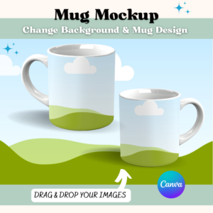 Mug Mockup Canva 11oz Template, Coffee Mug Mockup, Cup Mockup, Front, Back, Ceramic, White Custom Drag & Drop, Background, Instant Download