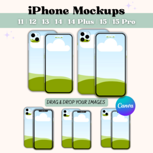 iPhone Mockups Canva Template, Smartphone Mockups, iPhone 15, iPhone 14, iPhone Case Mock up, Sublimation iPhone, Camera Cover, Screen, Blank Phone