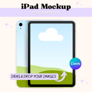 iPad Mockup Canva 10th Generation iPad Template Tablet Case Sublimation PLR Digital Planner Mockup | Editable Drag Drop Blank iPad Branding