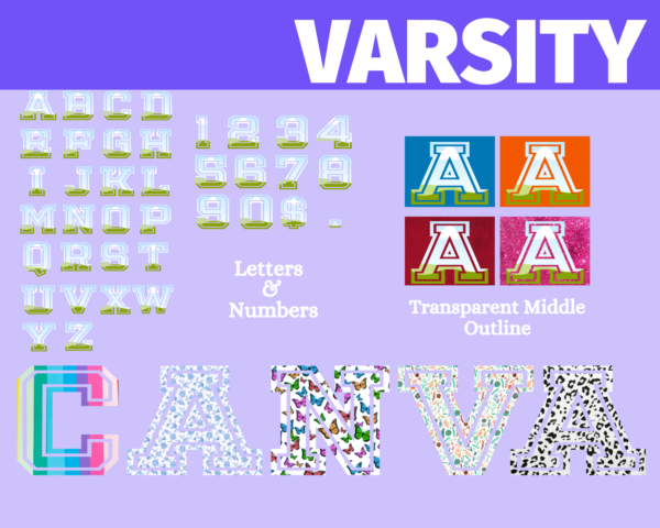 Canva Alphabet Letters CANVA LETTERS BUNDLE Canva Frame Template Doodle Faux Embroidery Handwriting Varsity