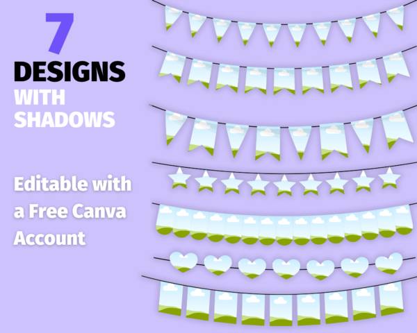 Bunting Canva, Garland Canva Frame Template, Bunting Sublimation, Drag & Drop, Bunting Clipart, Bunting Flags, Bunting Banner, Editable