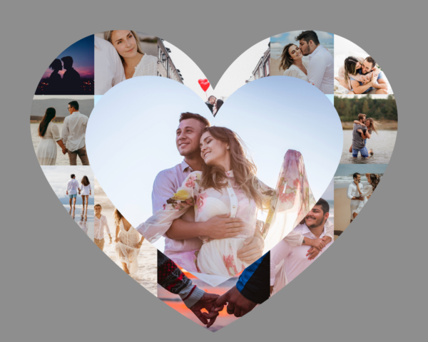 Set of Heart Canva Frames, Photo Collage Heart Frames, Photography Heart Shaped Picture Collage, Heart Collage Canva Picture, Love Romantic Collage
