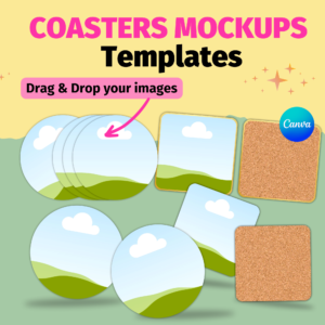 Coaster Mockup Canva Template, Custom Coaster Mockup
