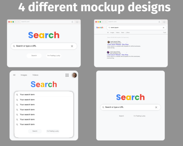 Google Search Mockups, Search Engine Mockup, Canva Template, Browser Digital Mockup, Editable Search Results, Search Bar Search Page Mock up