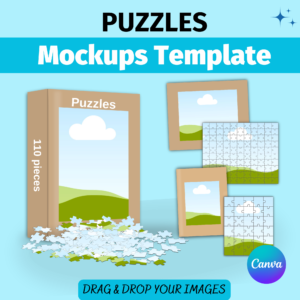 Puzzles Canva Mockup, Jigsaw puzzles Mockup, Puzzle Box, Puzzle Picture, Canva Frame Template, Sublimation Mockup, Custom Puzzle Mockup, Digital