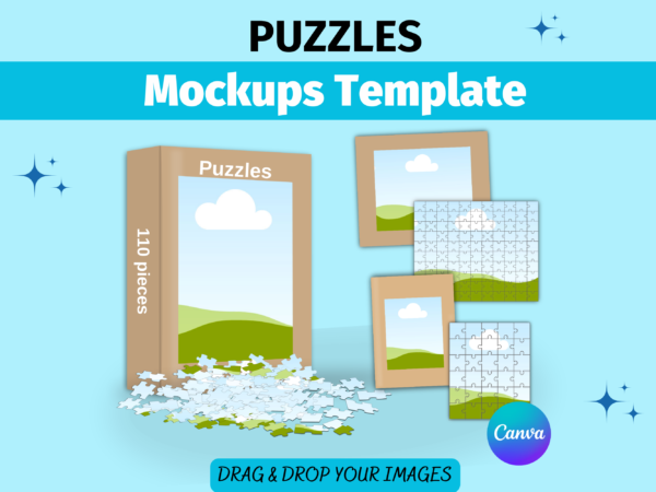 Puzzles Canva Mockup, Jigsaw puzzles Mockup, Puzzle Box, Puzzle Picture, Canva Frame Template, Sublimation Mockup, Custom Puzzle Mockup, Digital