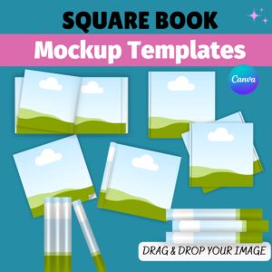 Square Book Mockup, Square Magazine Mockup, Square Coloring Book, Square Kids Book Mockup, KDP Mockup, Book Cover Square Book Canva Template