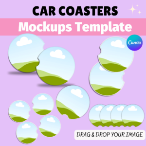 Car Coasters Mockups, Canva Template, Soapstone Coasters, Car Cup Coaster, Digital Mockup, Sublimation Mockup, Product Mockup, Coaster Frame