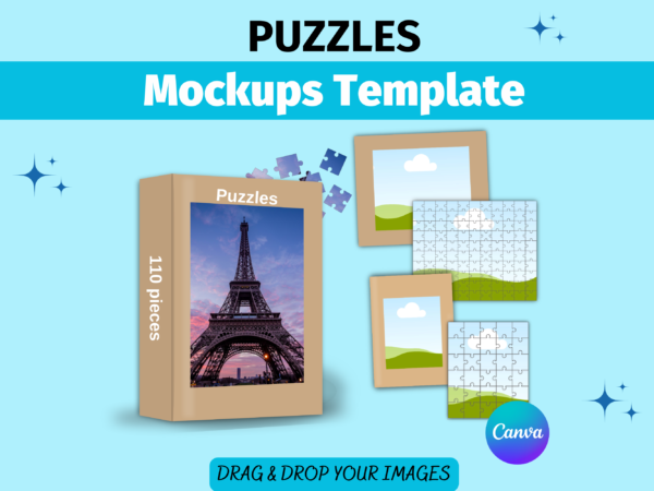 Puzzles Canva Mockup, Jigsaw puzzles Mockup, Puzzle Box, Puzzle Picture, Canva Frame Template, Sublimation Mockup, Custom Puzzle Mockup, Digital