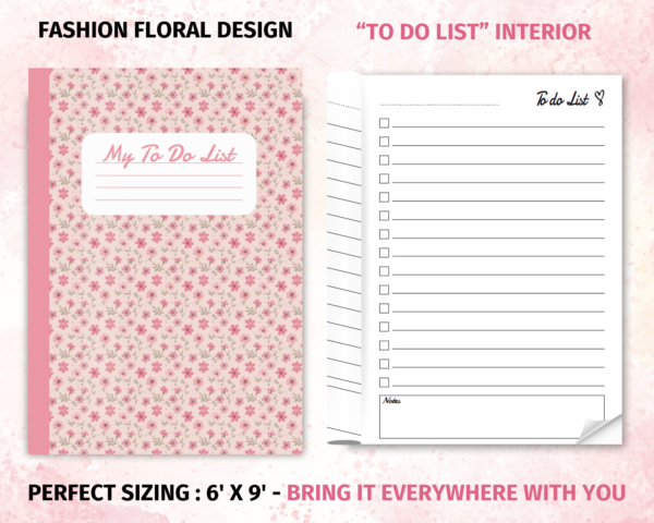 To Do List Notebook, Floral To Do List, Cute To Do List, Girly To Do List, School Checklist, Work Checklist, Journal Checklist, To Do List Planner, Floral Notebook, Cute Notebook, Girly Notebook, School Planner, Work Planner, Journal Planner, Checklist Notebook, Floral Checklist