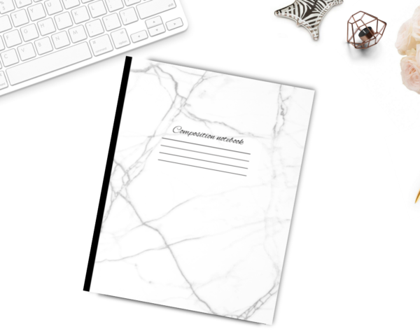 Marble Composition Notebook : Elegant White Marble Notebook: For School College Work Journaling Notes, College Ruled , 7.5 x 9.25, Elegant Marble Cover