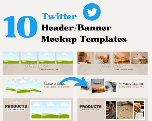 Twitter Banners | 10 Twitter Banner Mockup Template | Twitter Cover Picture | Customizable w/ Canva Twitter Banner Profile Pic | X Banners