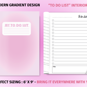 Gradient To Do List Notebook Pink Modern Checklist Planner 20 pages, non-dated