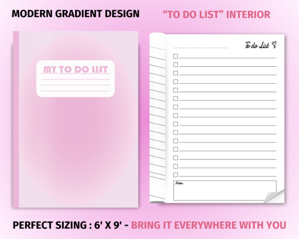 Gradient To Do List Notebook Pink Modern Checklist Planner 20 pages, non-dated