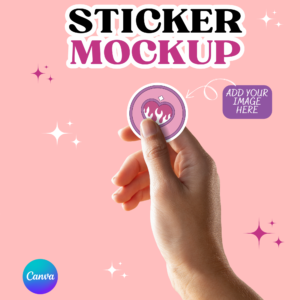 Sticker Hand Mockup Canva, Hand Sticker Mockup Template, Round Sticker Mockup, Custom Sticker Design, Decal Mockup, Realistic Display Preview