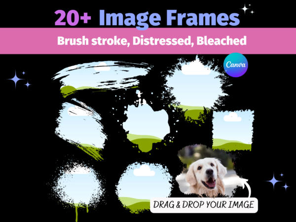 Distressed Bleach Brush Stroke Canva Frame, Grunge, Custom Canva Frames, Drag & Drop, Abstract, Photo Effect, Picture Collage Sublimation, Paint