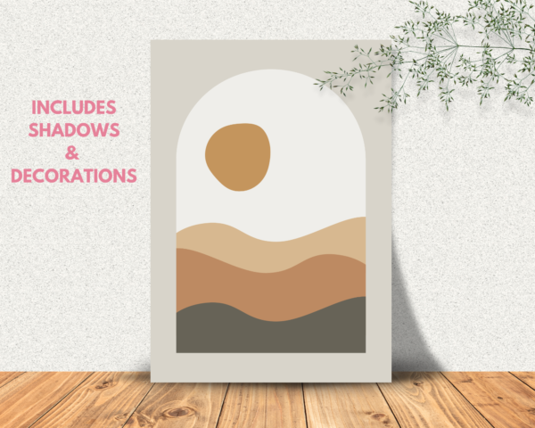 Poster Mockups Canva Template, Flyer Artwork Display Mockup, Light Wood Frame, Home Poster, Digital Poster, Horizontal Poster WallArt Prints