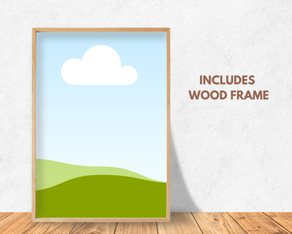 Poster Mockups Canva Template, Flyer Artwork Display Mockup, Light Wood Frame, Home Poster, Digital Poster, Horizontal Poster WallArt Prints