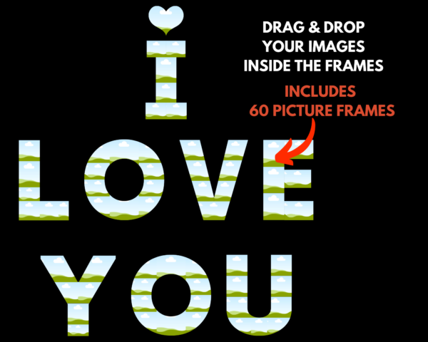 I Love You Canva Frames Template, Romantic Gift, Drag&Drop Your Images, Love, Instant Download Gift Boyfriend Girlfriend Canva Photo Frame