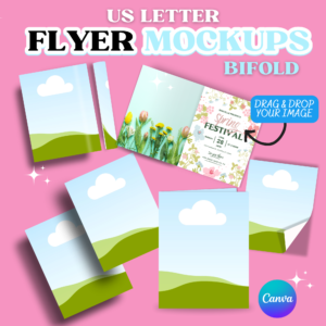 Flyer Mockup US Letter, Canva Template, US Letter, Bifold Flyer, Leaflet Mock up, Digital Flyer, Brochure, Print Branding Mockup Flyer Page Fold Mockup